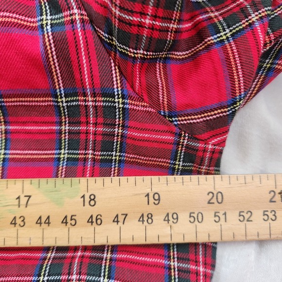 Zara Asymmetric Tunic Dress Size S‎ Plaid Red Long Sleeve Collared Mini Holiday - Picture 7 of 8